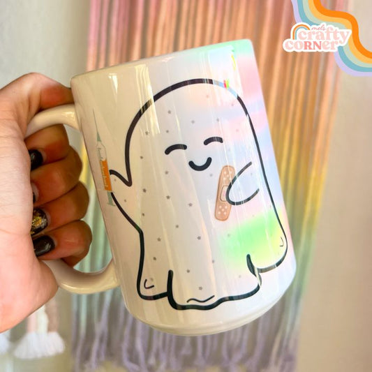 Boo-Boo Ghostie design on 15 oz ceramic mug, main product image by Mel's Crafty Corner