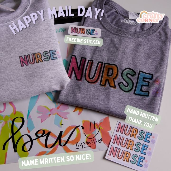 Secondary view of model wearing Colorful Nurse classic t-shirt by Mel's Crafty Corner