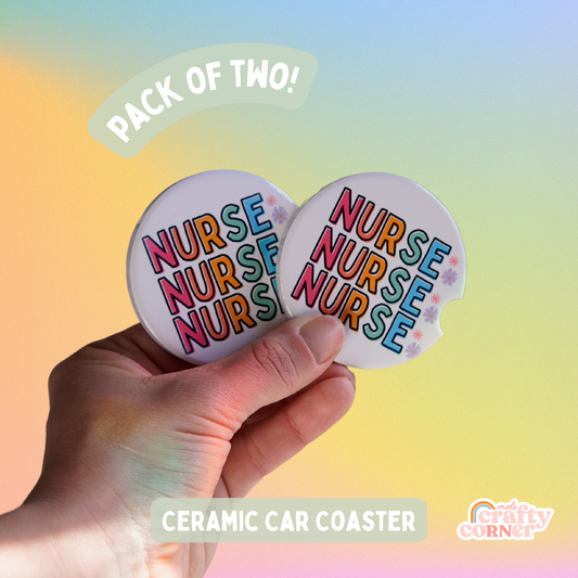 Colorful Nurse Car Coaster Set of Two (2) | Limited Edition PRE-ORDER