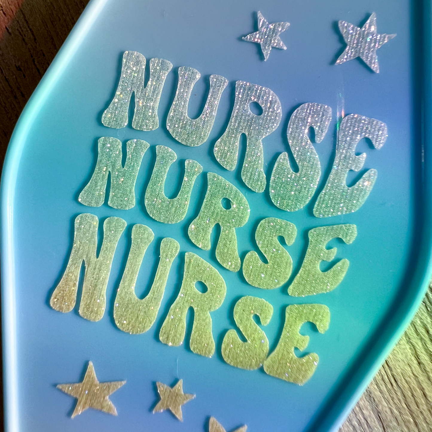 Nurse Motel Keychain | Blue & Yellow Glitter