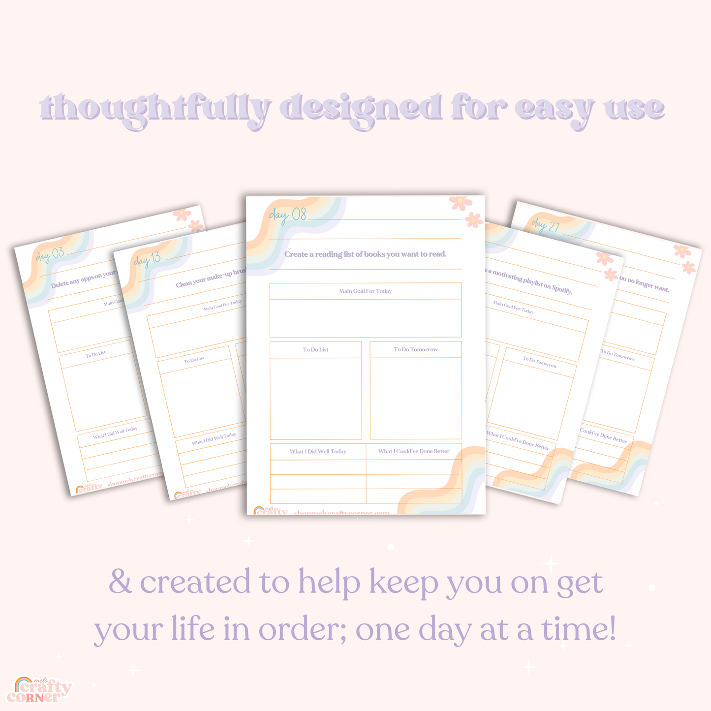 Example journal page showing daily prompt and reflection space by Mel's Crafty Corner