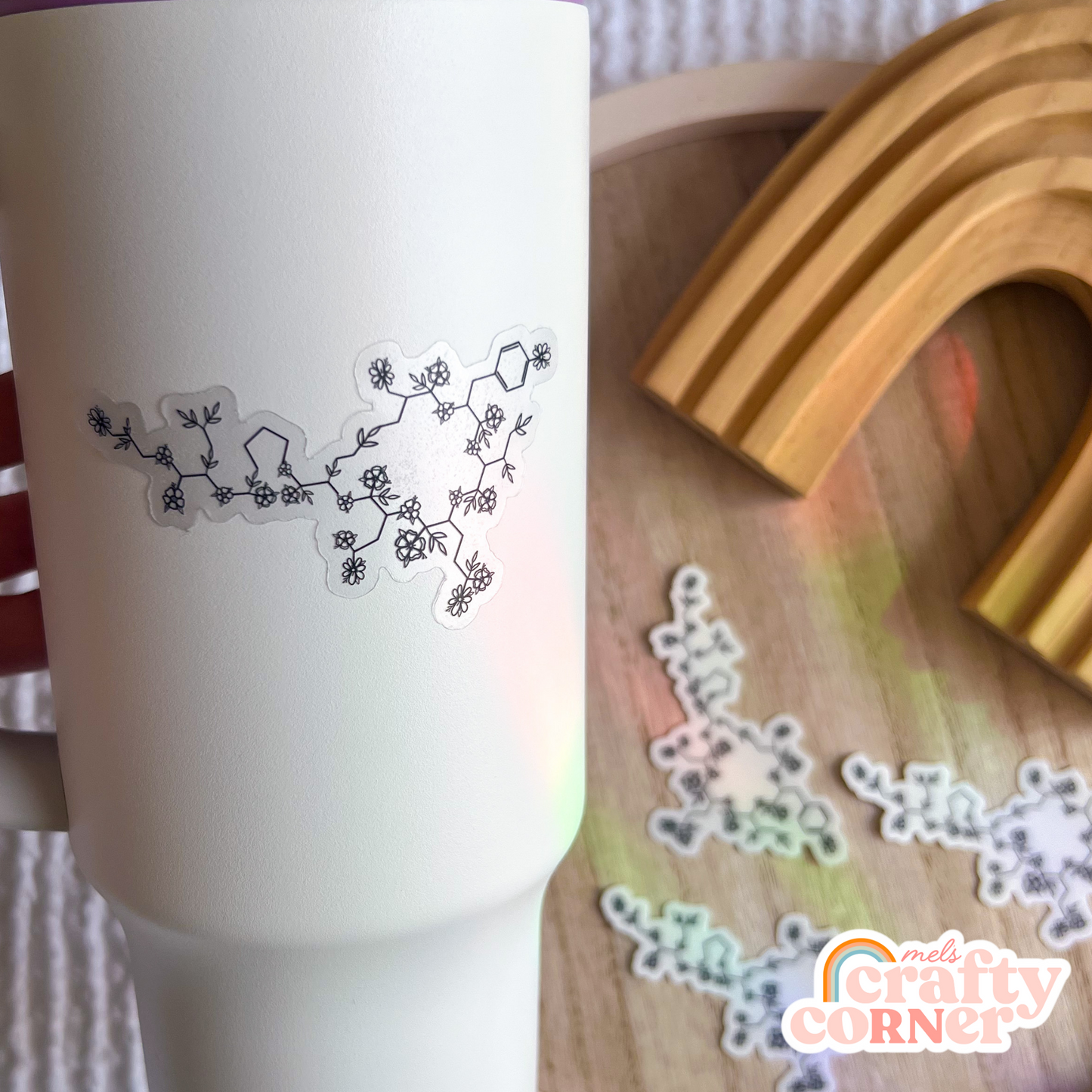 Floral Oxytocin black clear sticker showing transparent background