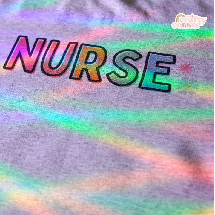 Model wearing Colorful Nurse classic crewneck sweatshirt by Mel's Crafty Corner