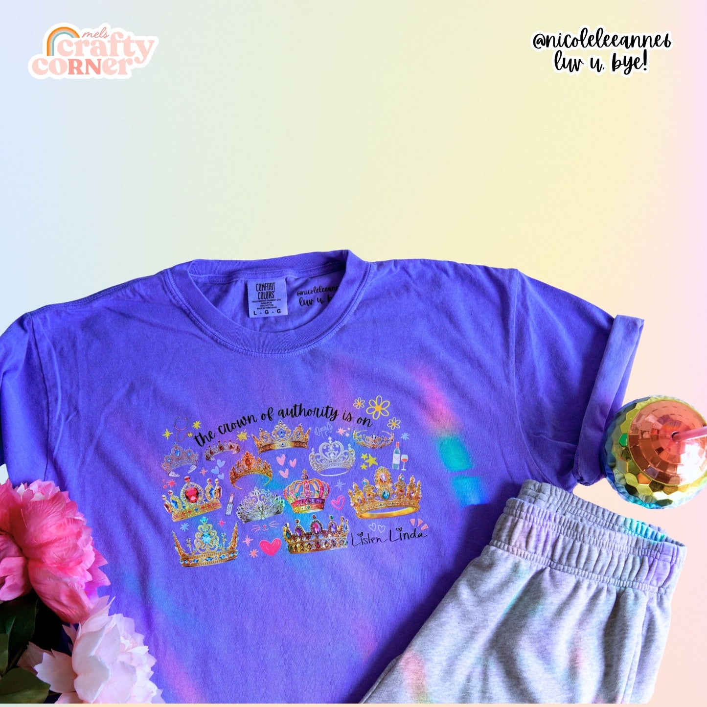 Flat lay of Flo Blue of Authority T-Shirt by Mel's Crafty Corner
