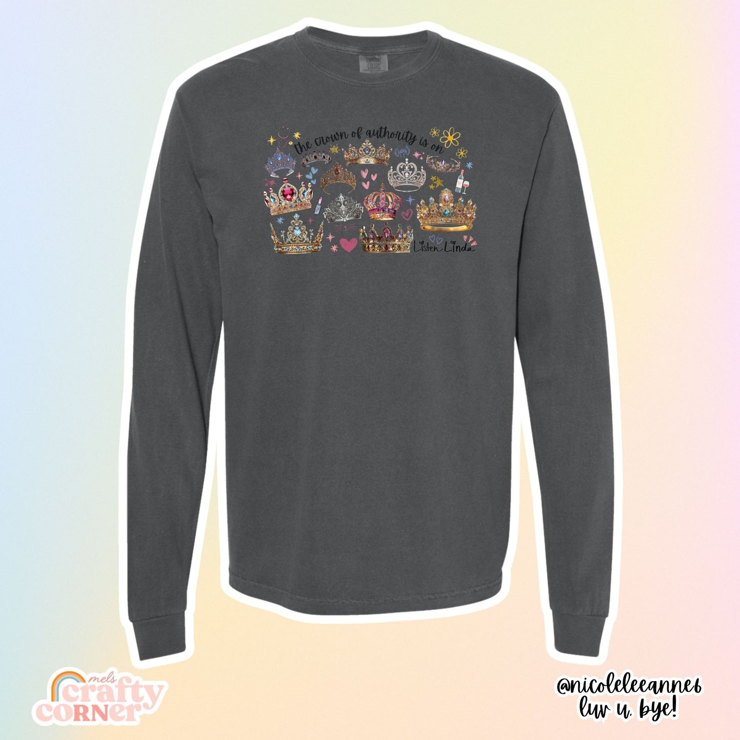 Pepper long sleeve Crown of Authority, Listen Linda merch