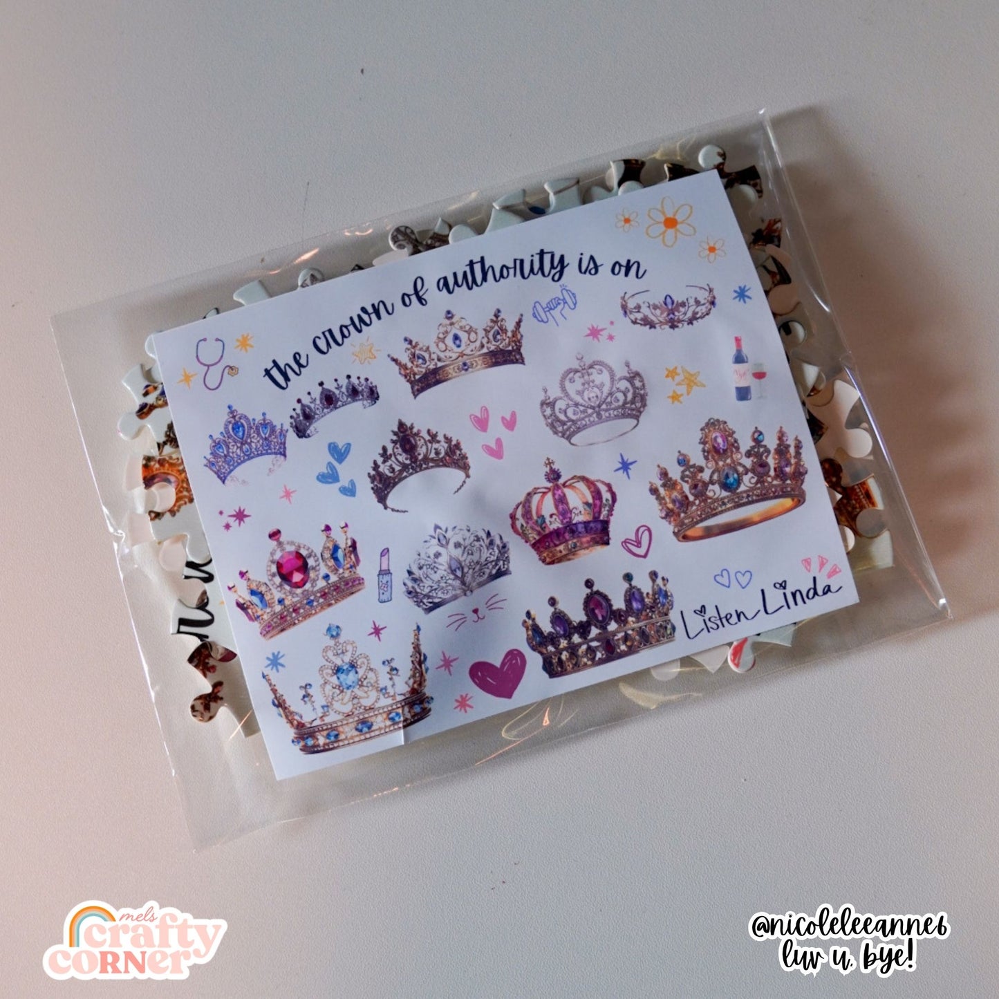 Crown of Authority jigsaw puzzle packaged by Mel's Crafty Corner