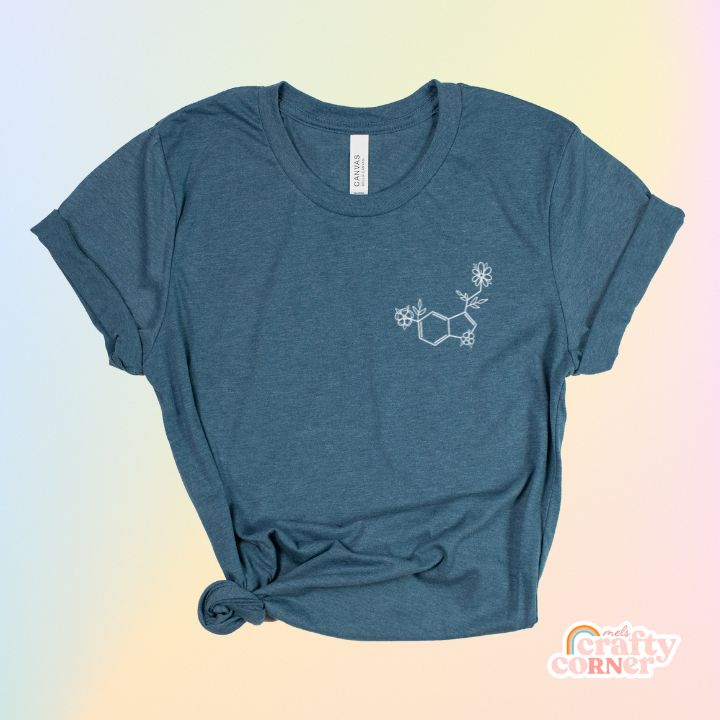 Heather deep teal Floral Serotonin soft t-shirt product mockup