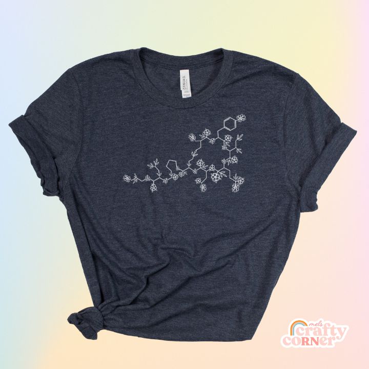 Heather navy blue Floral Oxytocin soft t-shirt product mockup