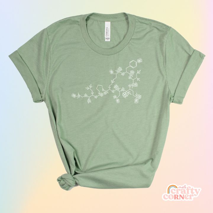 Heather sage Floral Oxytocin soft t-shirt product mockup