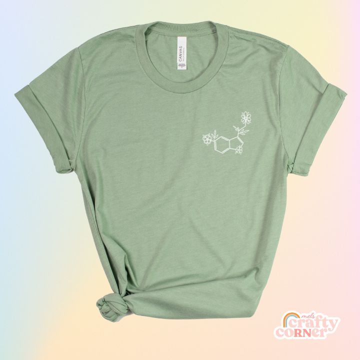 Heather sage Floral Serotonin soft t-shirt product mockup