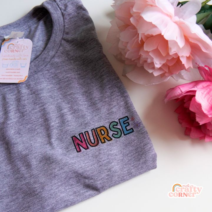 Folded view of pocket Colorful Nurse classic t-shirt by Mel's Crafty Corner