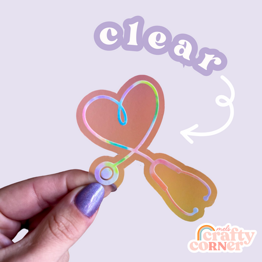 Stethoscope Heart Sticker | Clear Colorful