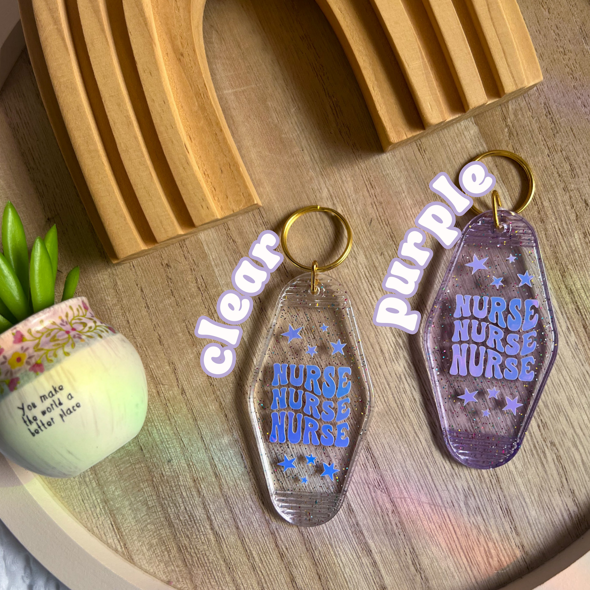 Nurse Motel Keychain  Purple Glitter & Holographic – Mel's Crafty Corner