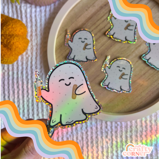 Boo-Boo Ghostie Sticker | Holographic Glitter
