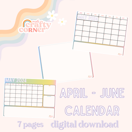 MCC April - June Calendar | Print Outs Digital Download
