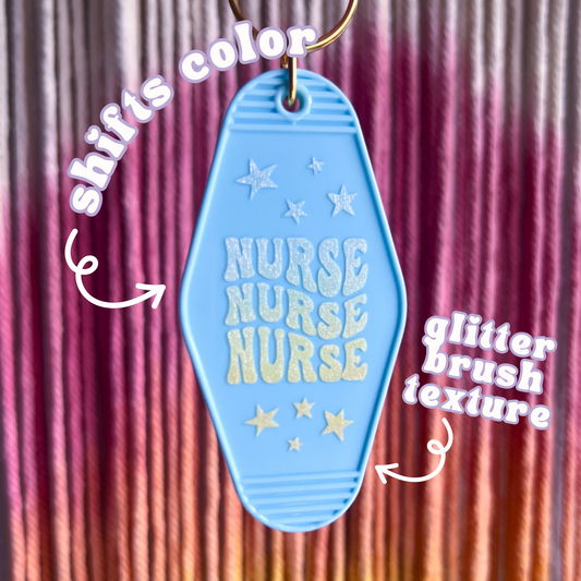 Nurse Motel Keychain | Blue & Yellow Glitter