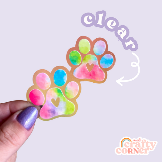 Paw Print Sticker | Clear Colorful