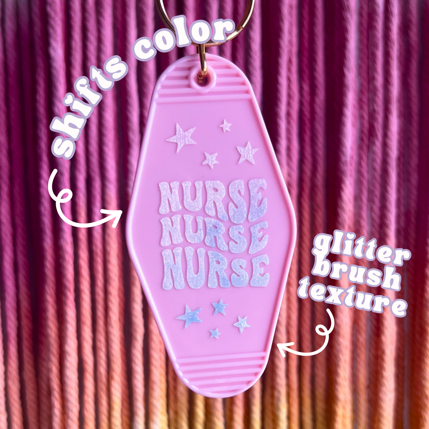 Nurse Motel Keychain | Pink & Blue Glitter