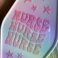 Nurse Motel Keychain | White & Pink Glitter
