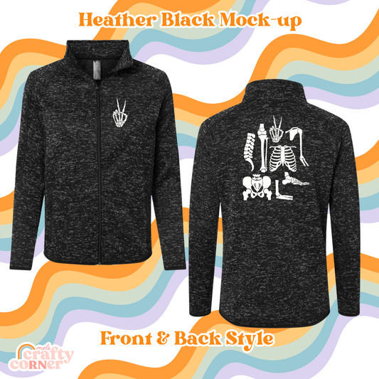 Boneyard Fleece Zip Up | Heather Black | Build Your Own