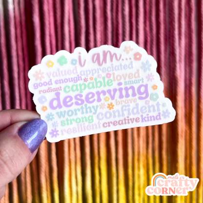 "I Am" Affirmations | Clear Sticker