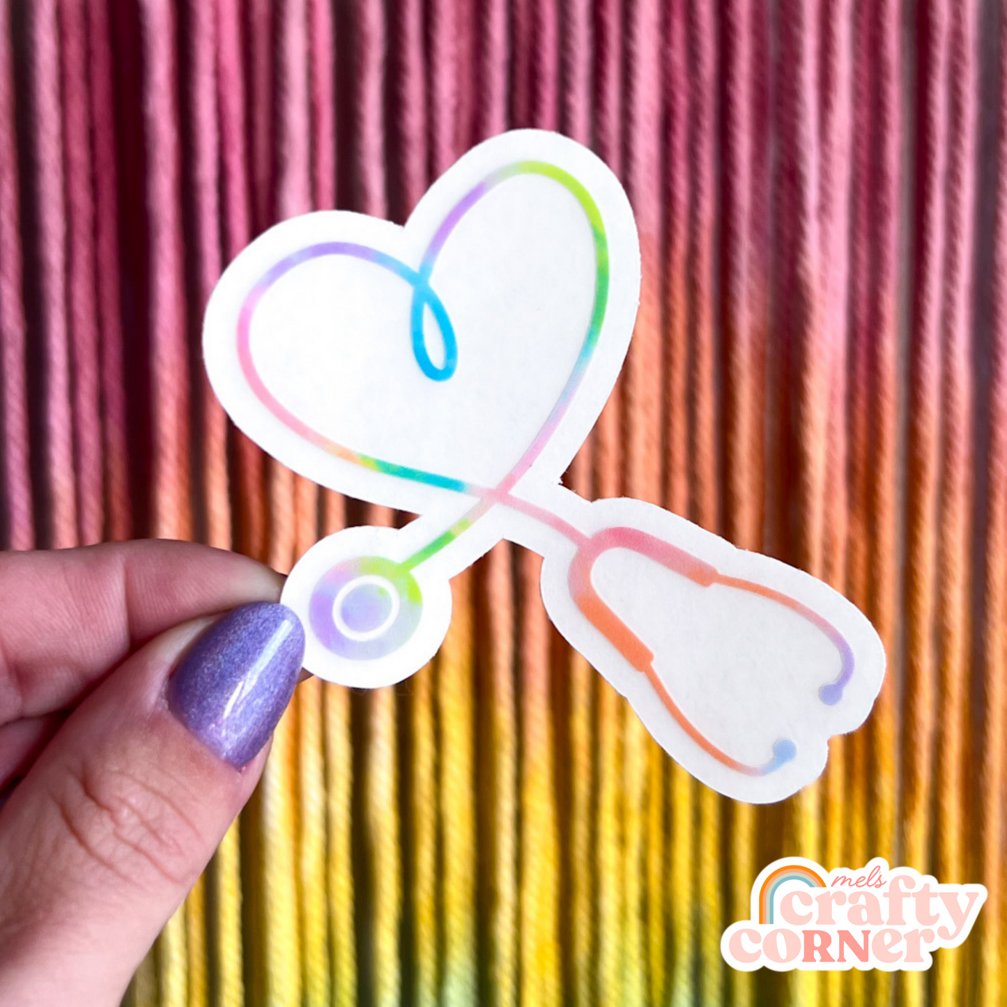 Stethoscope Heart Sticker | Clear Colorful