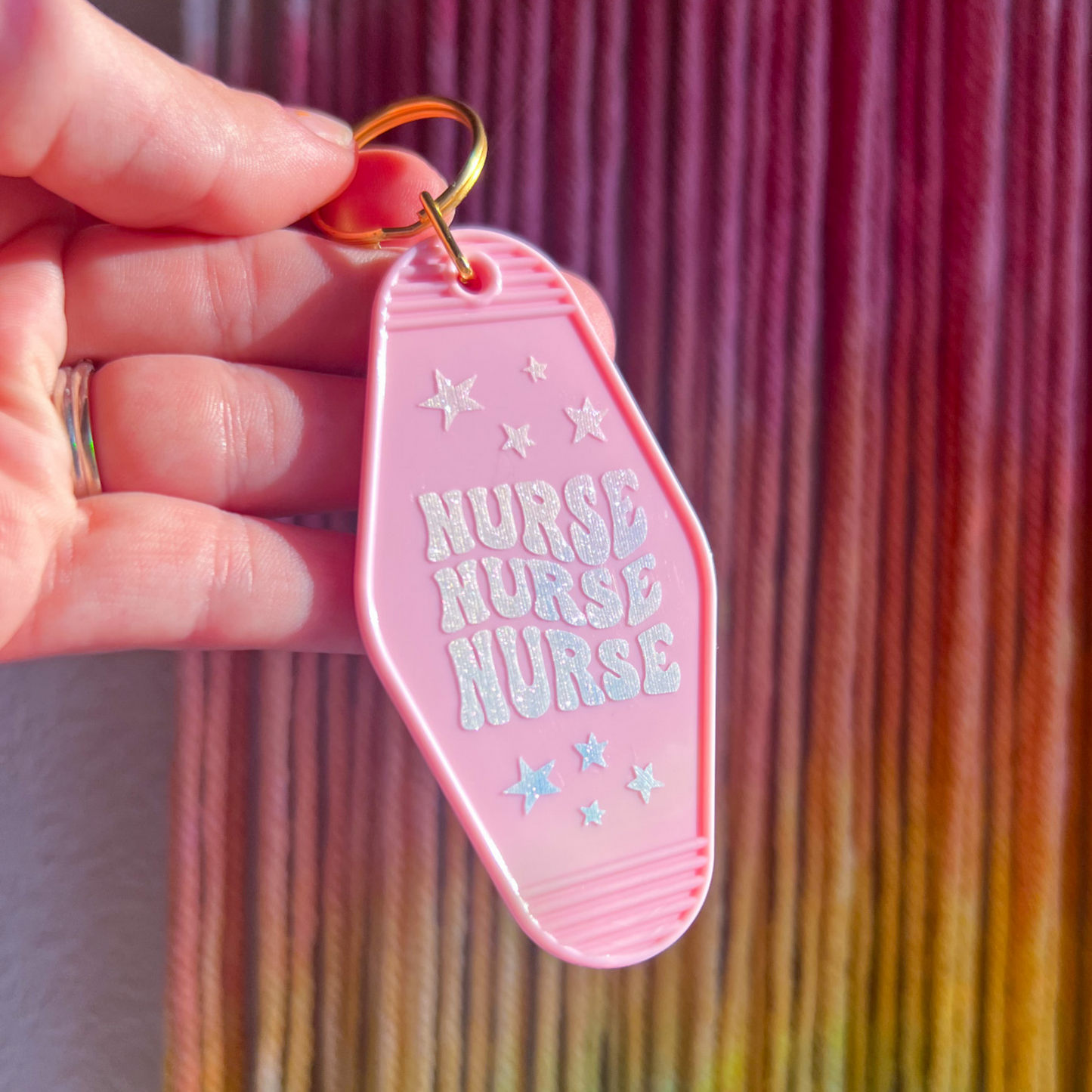 Nurse Motel Keychain | Pink & Blue Glitter