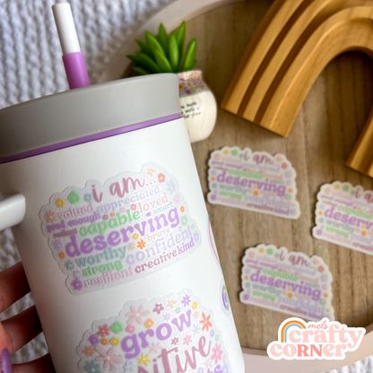 "I Am" Affirmations | Clear Sticker