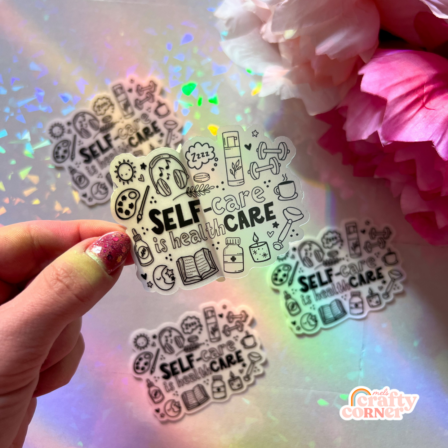 Self-Care is Healthcare Sticker | Clear Matte Black
