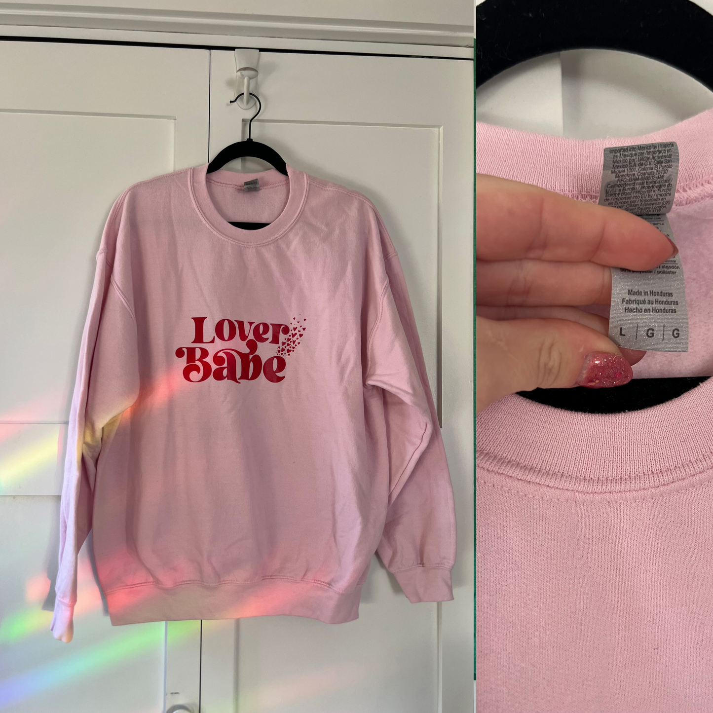 L | Lover Babe Crewneck | Light Pink
