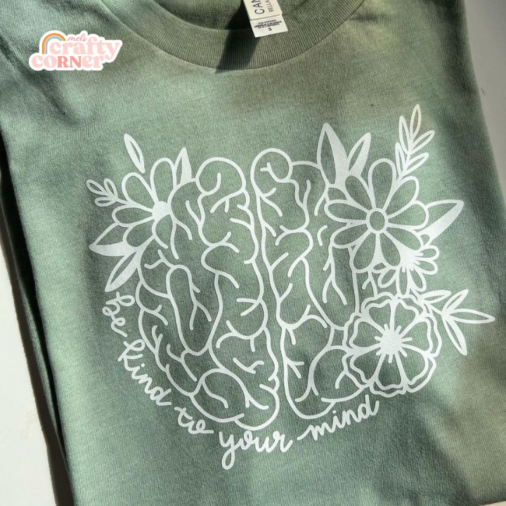 Sage Be Kind to Your Mind t-shirt folded