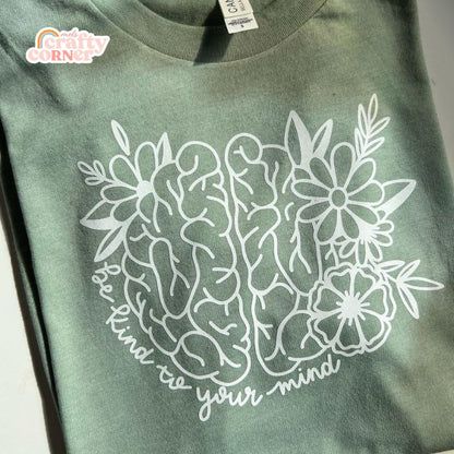 Sage Be Kind to Your Mind t-shirt folded