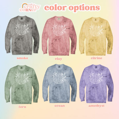 Multiple color variations of Be Kind to Your Mind Premium ColorBlast Crewneck