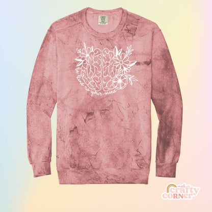 Clay-colored Be Kind to Your Mind Premium ColorBlast Crewneck