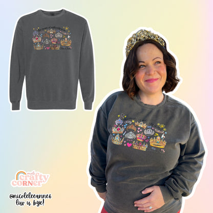 Collage image featuring photo of women wearing Pepper Crown of Authority crewneck