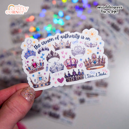 Matte crown of authority sticker