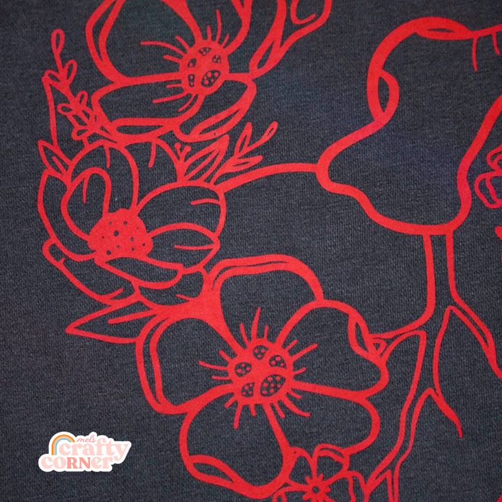 Close-up of back design on Floral Anatomical Heart premium crewneck sweatshirt by Mel's Crafty Corner