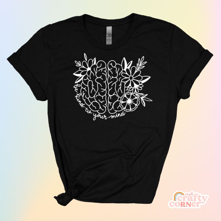 Heather black Be Kind to Your Mind soft t-shirt product mockup
