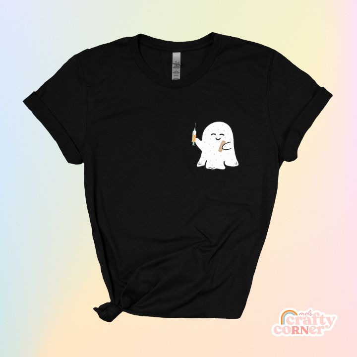 Heather black Boo-Boo Ghostie softest t-shirt mockup by Mel's Crafty Corner