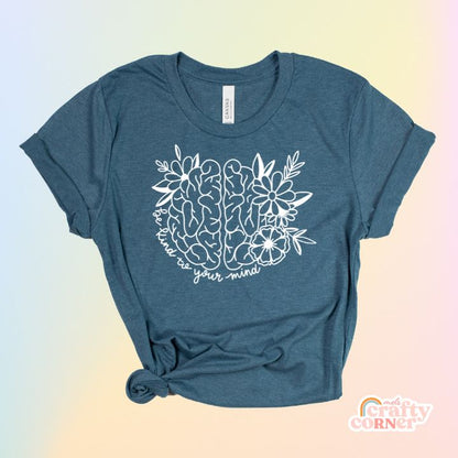Heather deep teal Be Kind to Your Mind soft t-shirt product mockup