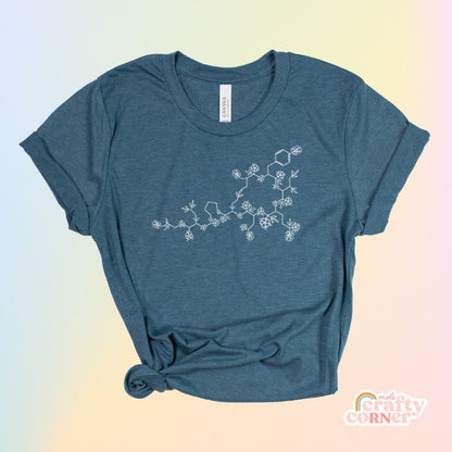 Heather deep teal Floral Oxytocin soft t-shirt product mockup