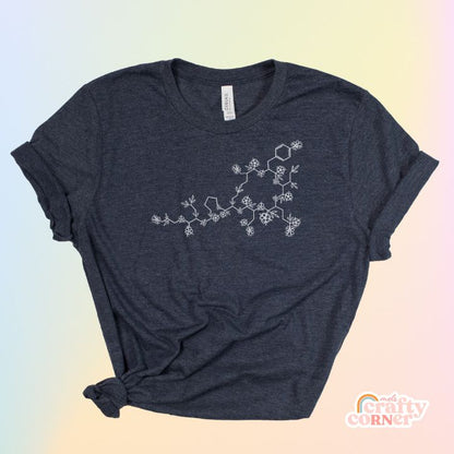 Heather navy blue Floral Oxytocin soft t-shirt product mockup