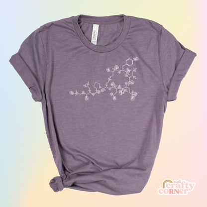 Heather purple Floral Oxytocin soft t-shirt product mockup