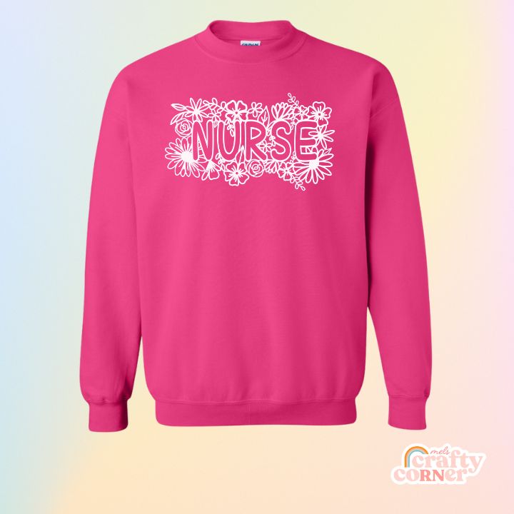 Heliconia pink Floral Nurse Classic Crewneck product mockup