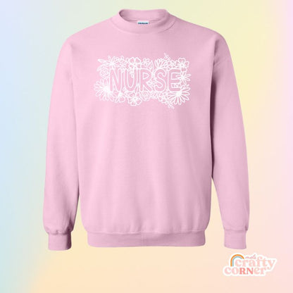 Light pink Floral Nurse Classic Crewneck product mockup