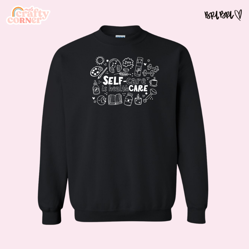 Self-Care is Healthcare Merch | Gildan Crewneck ~ WHITE