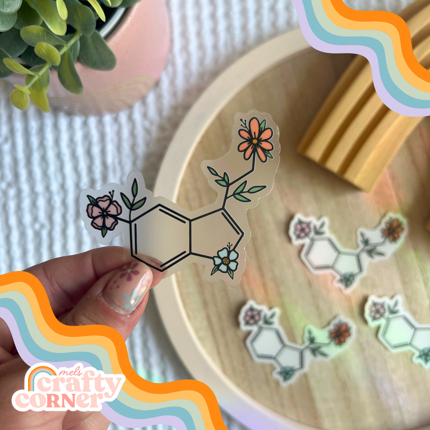 Floral Serotonin Sticker | Clear Full Color