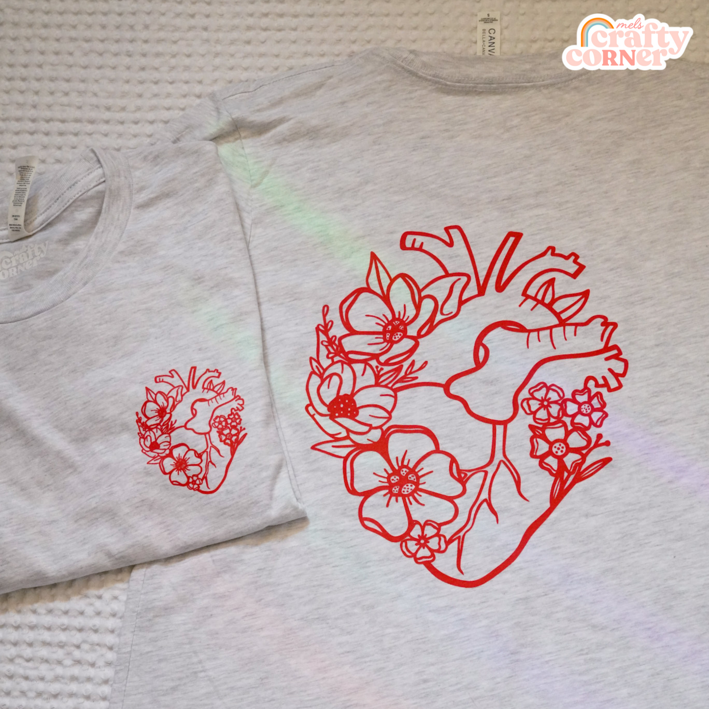 Floral Heart Ash Tee | Front & Back