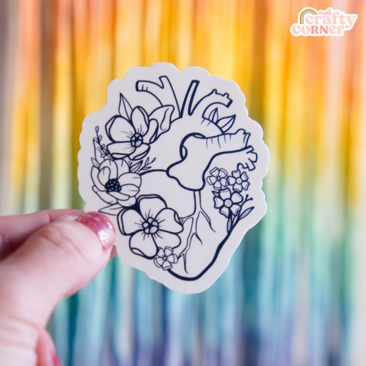 Floral Heart | Black Matte Sticker