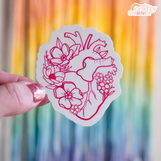 Floral Heart | Red Matte Sticker